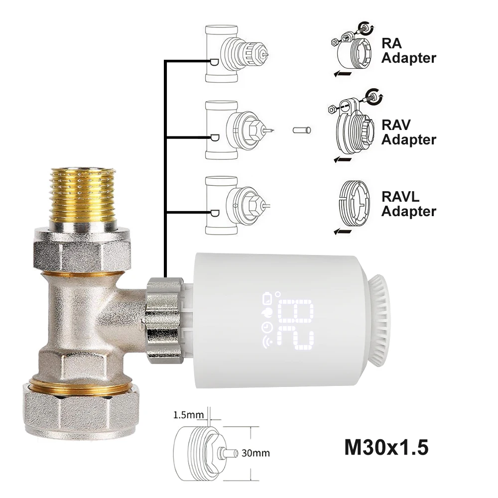 Válvula de radiador termostático Tuya ZigBee3.0, actuador, controlador de temperatura programable, WIFI inteligente, compatible con Alexa y Google