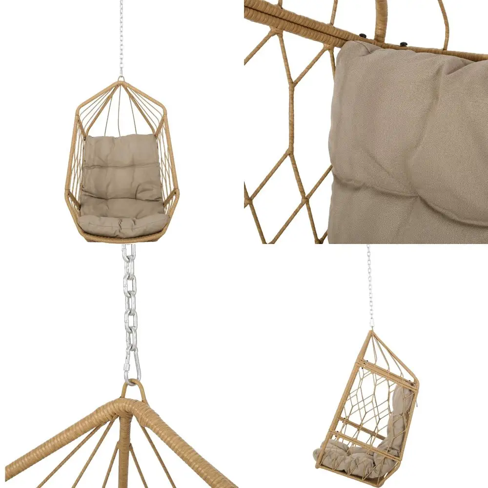 Tamara Wicker Hanging Chair - Light Brown/Tan for Outdoor/Indoor Use by Christopher Knight Home