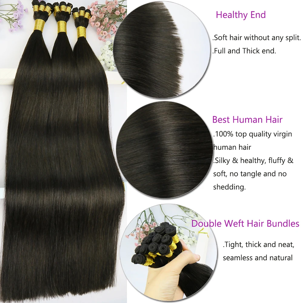 

High Quality Hand Tied Single Weft 1 Generations Genius Hair Extension 100% Full Cuticle Intact Straight Shed-Resistant 100g/pc