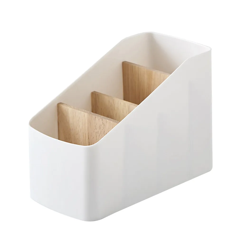 

1Pcs Wooden Storage Box Creative Desktop Organizer with Detachable Partitions Smooth Non-Scratch Base for Makeup Brushes