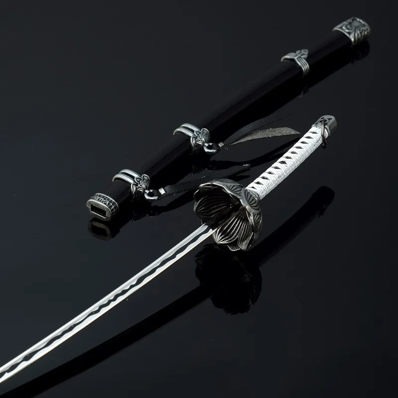 26cm 금속 Sekiro 늑대 Katana 검 미니 닌자 칼 일본 사무라이 Katana 블레이드 실제 크기 무기 모델 아이 장난감 애니메이션 선물