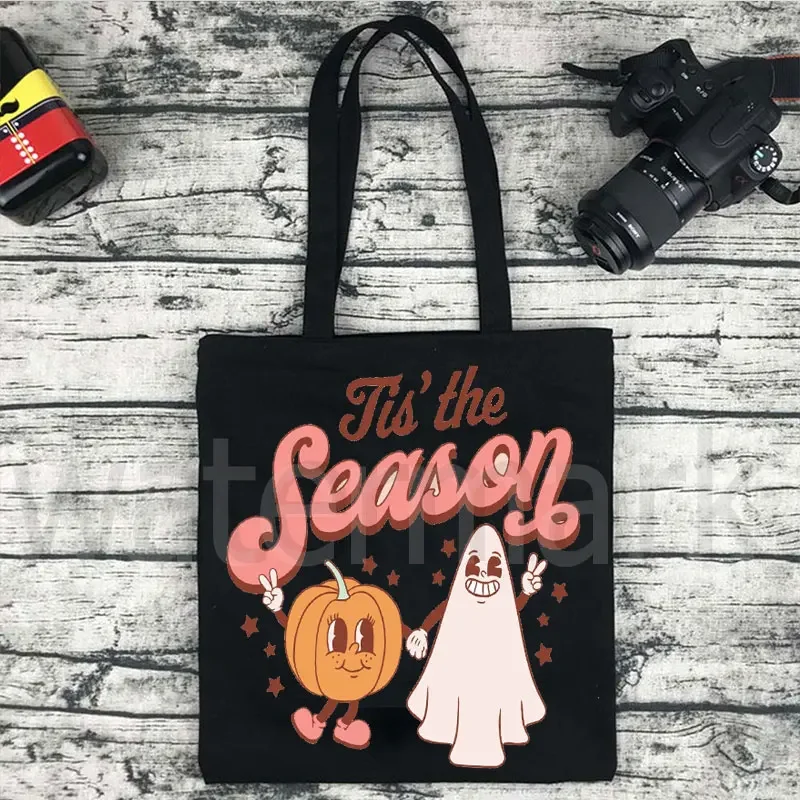 This The Season To Be Spooky Ecoshopping Bag Spooky Canvas Tote Bag Funny Halloween Party Gift Shoulder Bag Gift for Children