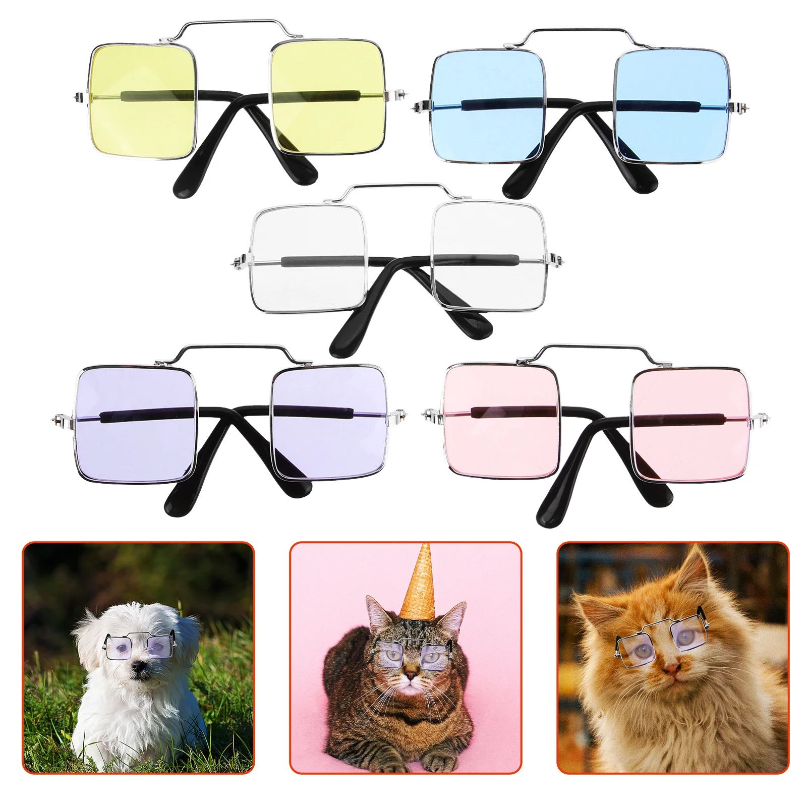 

5pcs Pet Creative Props For Cat Dog Lightweight Durable Party Accessories Resin Metal Funny Decorative Gogglesspoof Dog