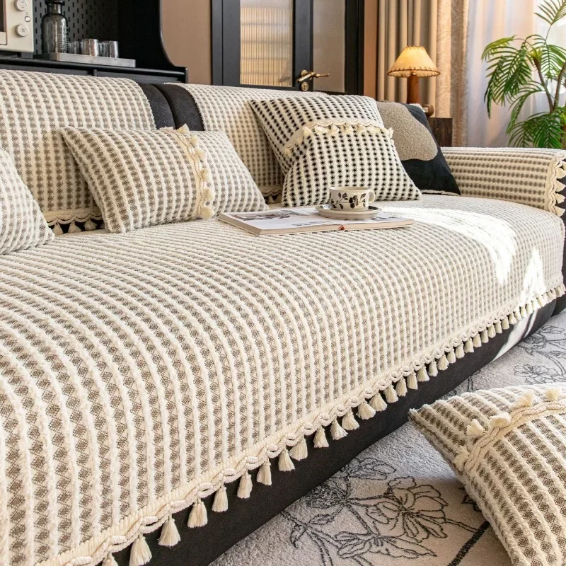 French Chenille Couch Pad Pillowcase Antislip Dustproof Anti Cat Scratching Sofa Cushion Living Room Sofa Slipcover Couch Mat