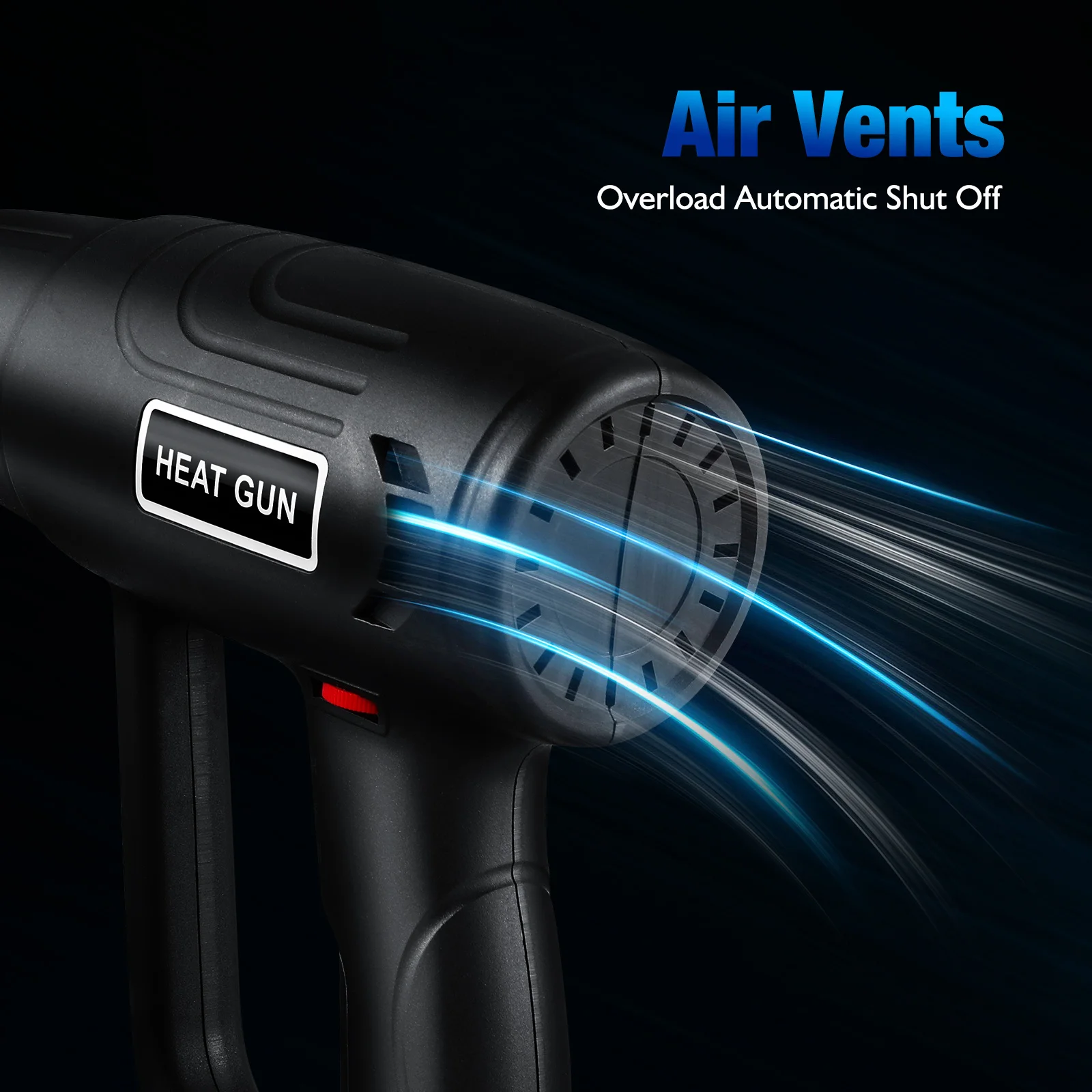 

1500W Hot Air Blower Thermostat Electric Heat Industrial Heater Drying Tool LED Trigger Multiple Nozzles Safety