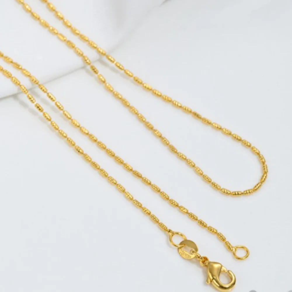 

Vietnamese Sand Gold Flat O Collarbone Chain, Wealth Rolling Necklace, Handmade Beaded Hanging Pendant, Jewelry Bare Chain