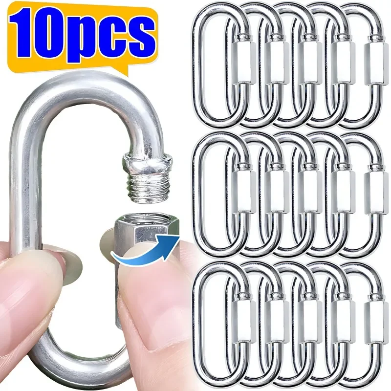 

10/5pcs Quick Link Ring Stainless Steel Heavy Duty Carabiner D-Lock Repair Pet Keychain for Outdoor Travel Equipment M4 M5 M6