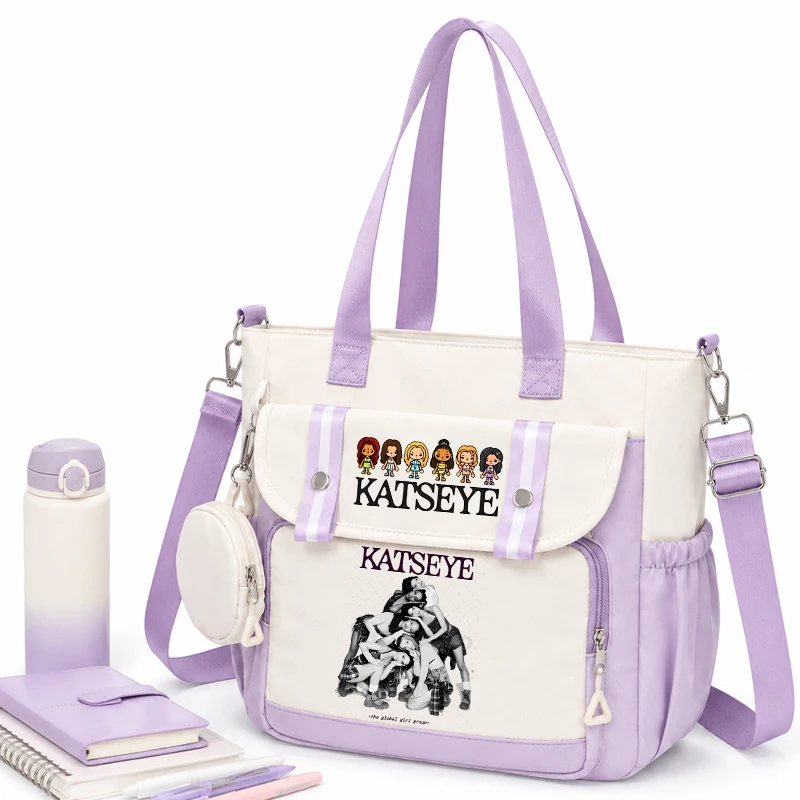Kpop Katseye Women's Tote Bag Large Capacity Daily Handbag Aesthetics Fashion Messenger Bag Teen Girls Katseye Crossbody Bag