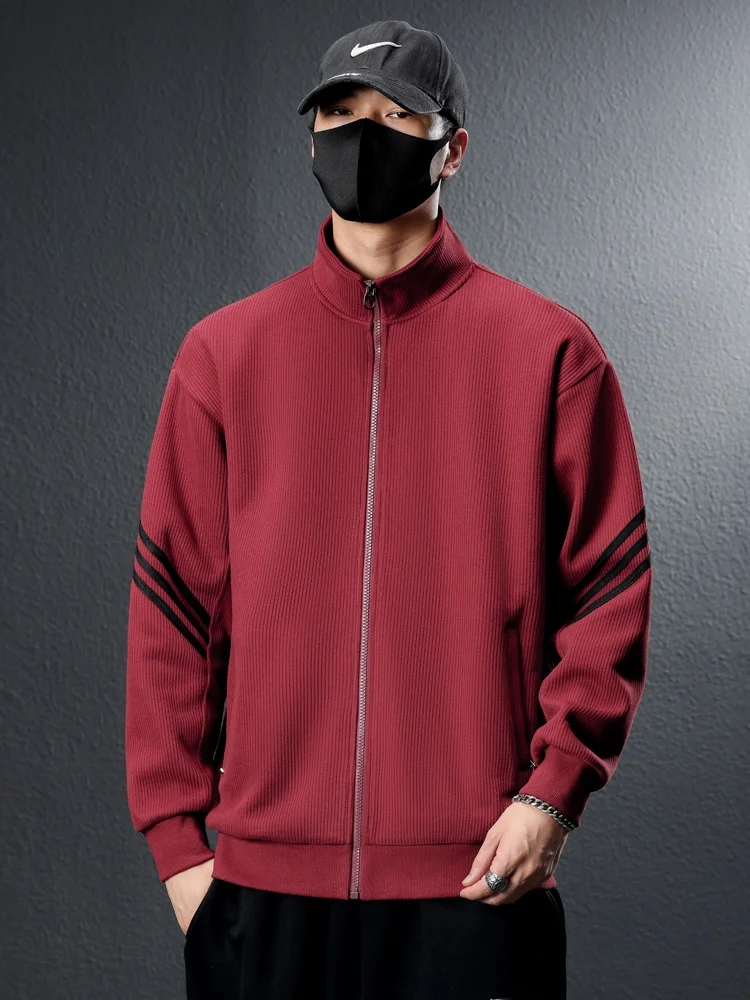 

Textured Men's Jaet Outerwear Spring Autumn New Pure Color Loose Open Cardigan Men's Faion Casual Top Breathable Long Sle...