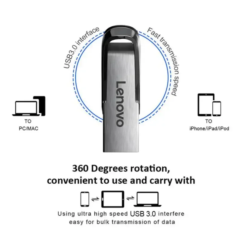 Lenovo USB แฟลชไดรฟ์2TB โลหะความจุจริงความเร็วสูงแฟลชไดรฟ์ปากกา USB3.0เป็นของขวัญธุรกิจ U Disk