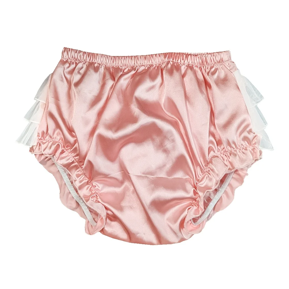 Satin Leak-proof Underwear Cover with Multiple Ruffles, With Leakage Protection, Adorable Layered Lace, Reusable, Washable