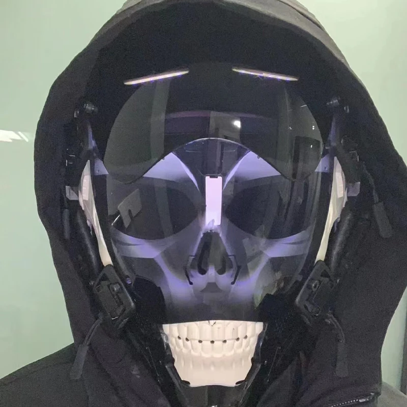 Led Cyberpunk Helm Gezichtsmasker Ritme Technologie Comic Display Cosplay Gloeiend Gezichtsveranderend Cool Masker Schietrekwisieten Decoratie