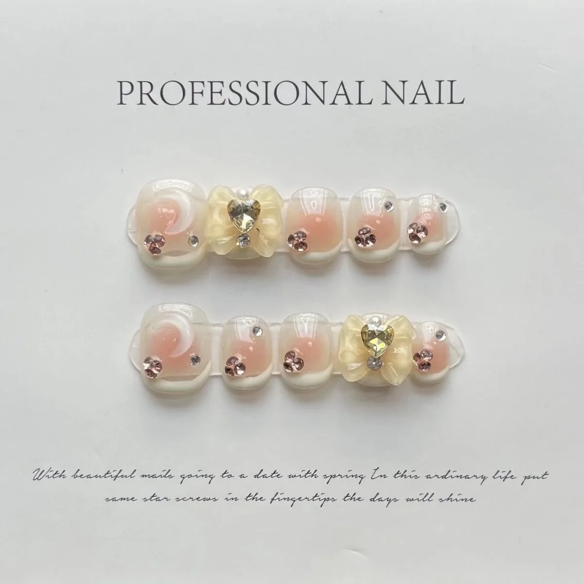 

Nails Set Press On Pure Handmade Wearable Nails Love Butterfly Fashion Fake Nails bear Black Write Blue Pink Accessories