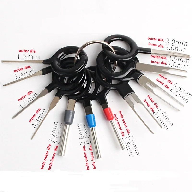 Universal 11Pcs Automotive Plug Terminal Removal Tool Car Electrical Wire Crimp Connector Pin Extractor Kit Key Pin Removal Tool