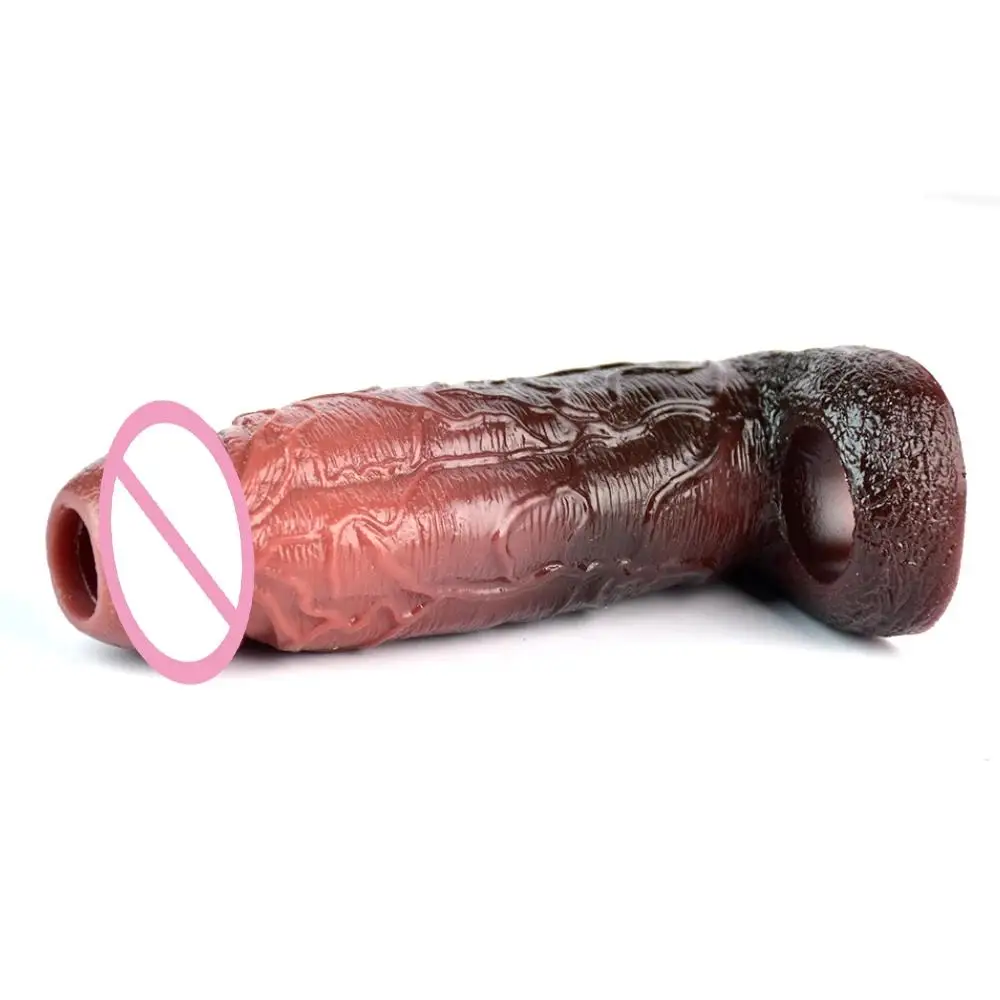 SXXY Due Enhancer 15.3 cm Manicotto Del Pene Realistico Riutilizzabile Giocattoli Del Sesso Cazzo Dildo Uomini Copertura Ritardo Colori Eiaculazione Per Extender