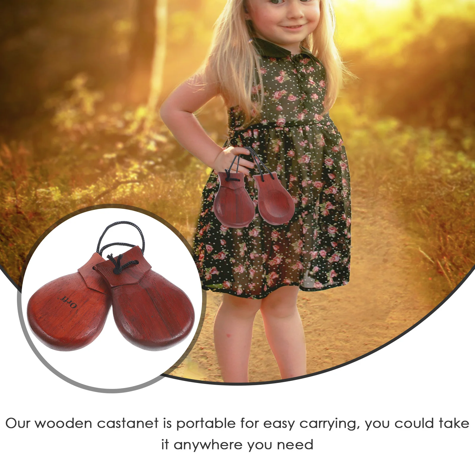 

1pcs Castanets Wooden Clapper Musical Instrument for Adults Party Favors Handheld Percussion Spanish Wood Bulk