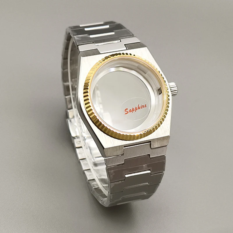 Oro 40mm PRX Super Player Orologio Gear Case Vetro Zaffiro Per NH35 NH36 NH38 7S26 4R Movimento Multi-Color Dial Lancette Refit Parti