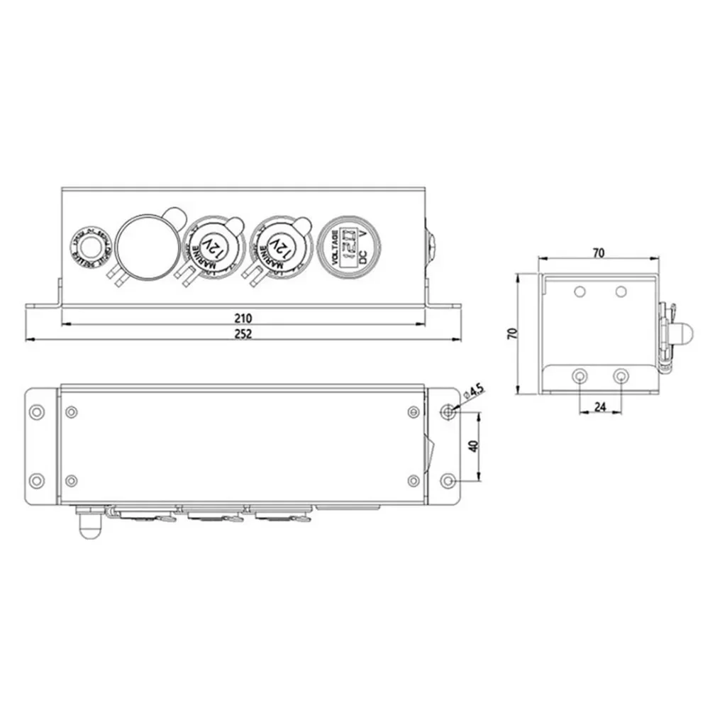 

Встроенный дисплей напряжения. USB-разъем для зарядки. Применение в транспортных средств. Встроенный автоматический выключатель. Огнестойкие материалы.