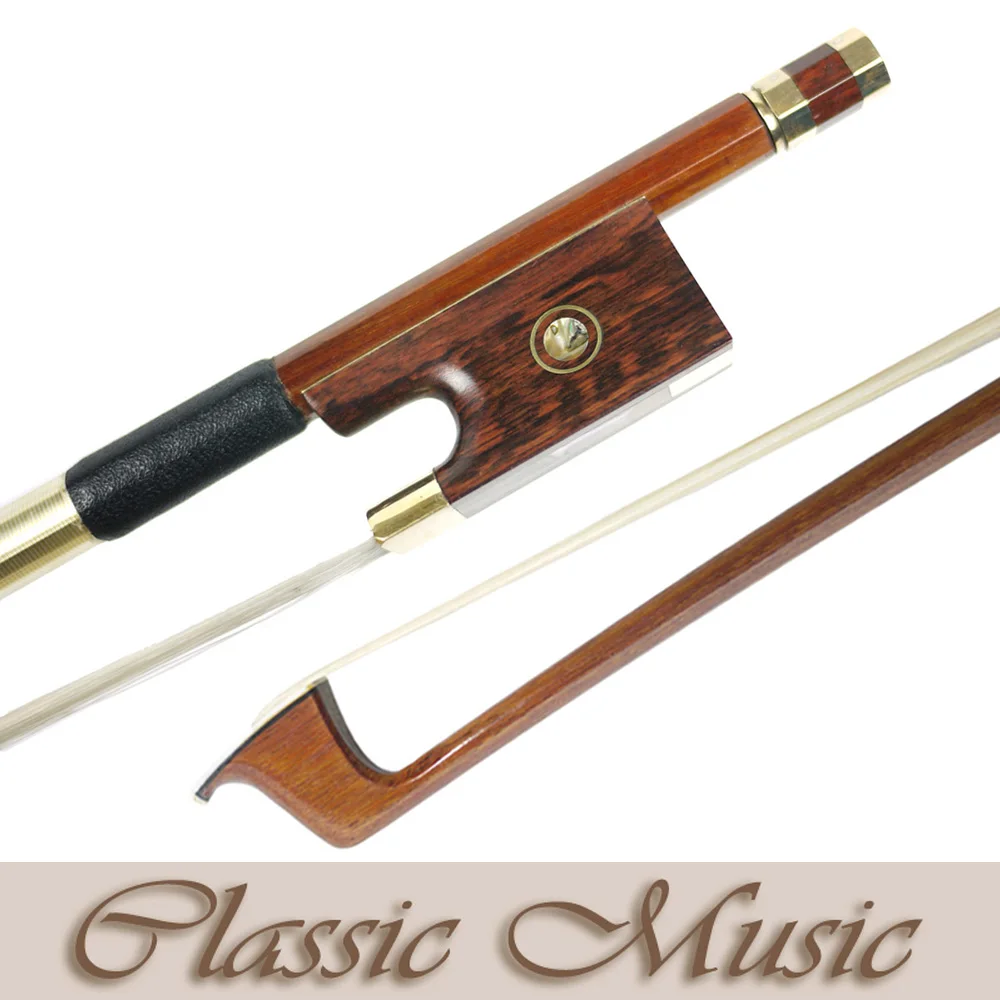 

Gold Alloy Fitted Pernambuco Violin Bow with Snakewood Frog (4/4), Good Mongolian Horse Hair Hot Sell!