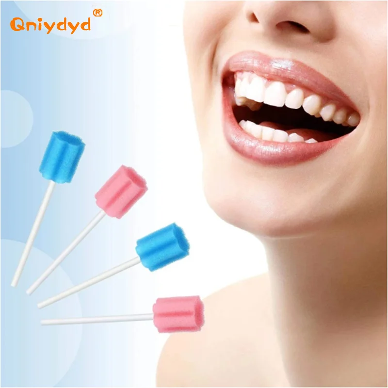 100Pcs Dental Disposable Oral Sponge Swab Tooth Cleaning Mouth Swabs With Stick Tooth Cleaning Sponge Stick Oral Care