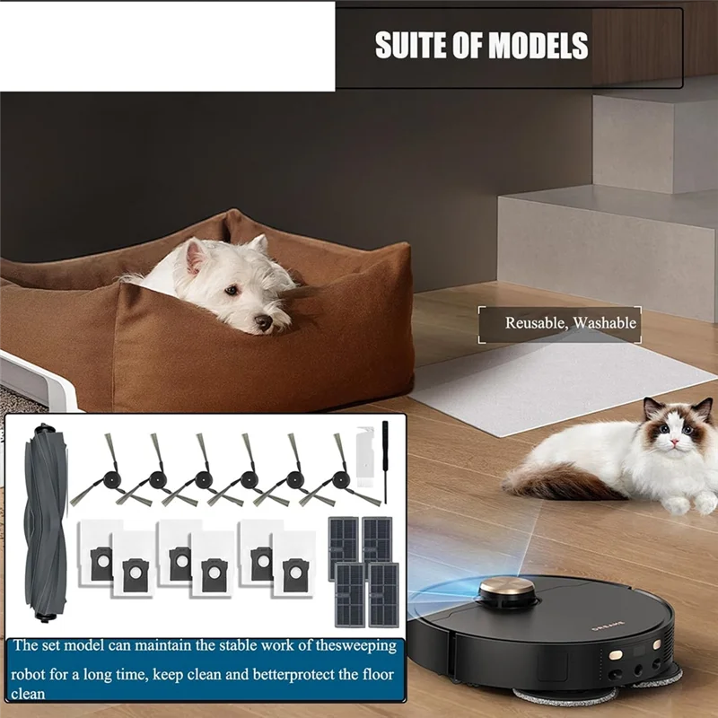 مجموعة استبدال A39T لقطع غيار Dreame X40 Ultra لـ Dreame X40 Ultra تتضمن فرش وسادات ممسحة ومرشحات