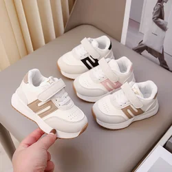 Four Seasons Children's Sneakers Brown Leather Fashion Lightweight Boys Girls Board Shoes 2-6 Years Old Kid Baby Casual Shoes