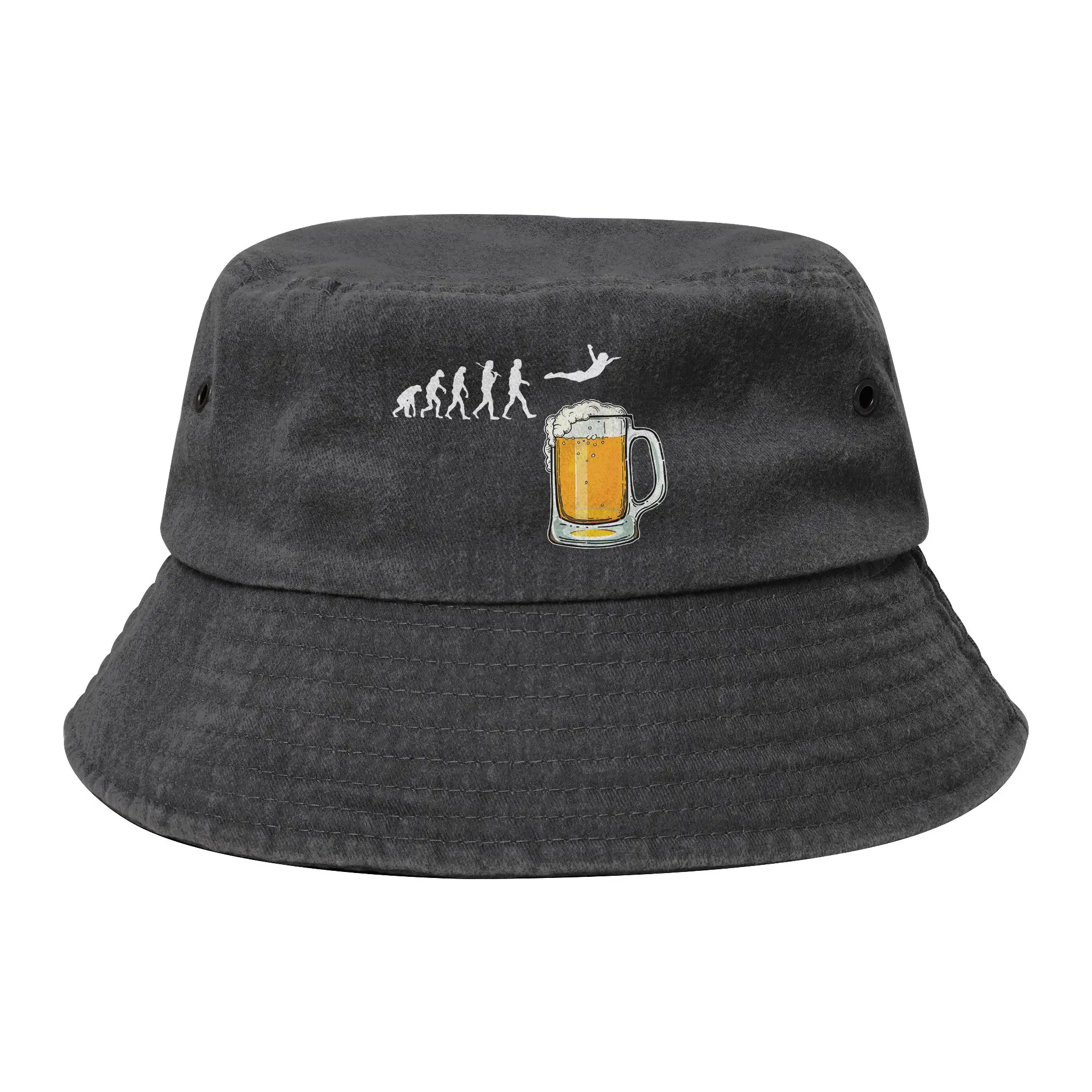 Beer Evolution  Bucket Hat for Unisex Summer  Distressed Denim Field Hat UV Protection for Hiking Fishing Caps Ispoti Hat