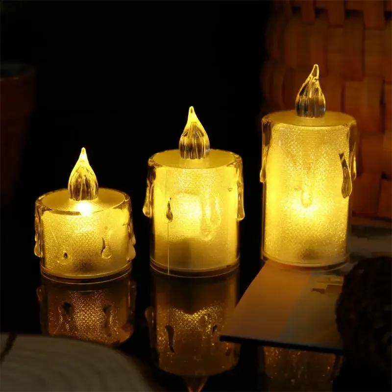 

LED Electronic Candle Tears Tea Wax Ins Korean Style Night Light Christmas Ornaments Candlestick Ornaments Night Light Crystal