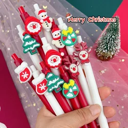 12Pcs/Lot Cute Christmas Retractable Gel Pen Kawaii Santa Snowmen Elk Tree Black Ink Writing Pens School Office Stationery Gifts