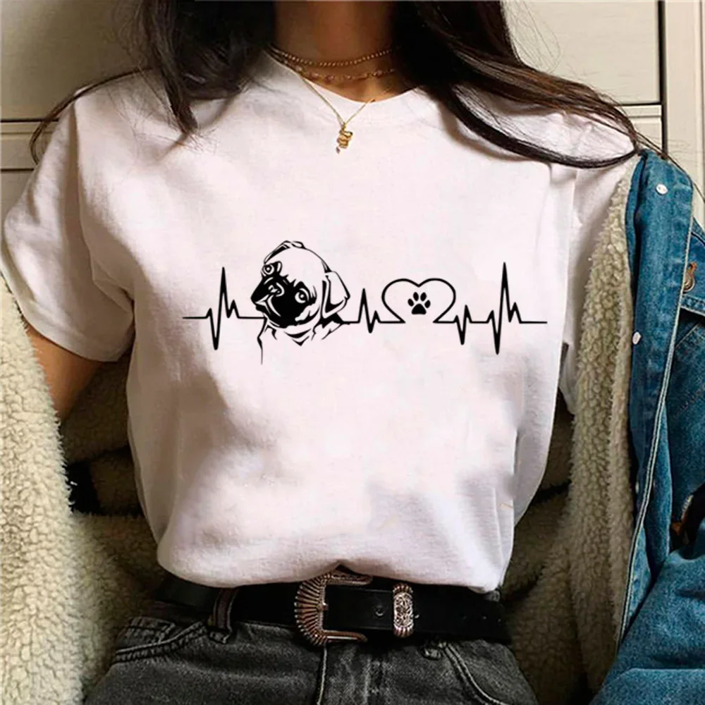 Dog Heartbeat Print top women funny Japanese Y2K top female y2k clothes