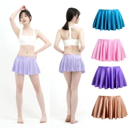 New Women Sexy Skirts Elastic Smooth Tight Miniskirt Oil Shiny Glossy Pleated Skirt Silk Slim Ballet Buttock Mini Skirt Clubwear