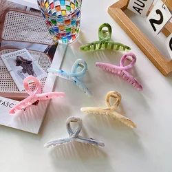 여성용 다채로운 플라스틱 머리핀, 아크릴 헤어 클로 클립, 11cm T 모양 디자인, INS 여름 패션