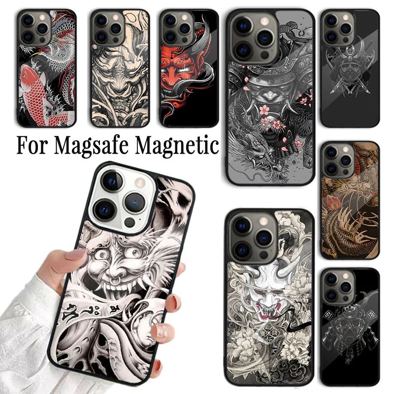 

Japanese Hannya Mask Phone Case Cover For iPhone 17 AIR 16 15 14 13 12 11 Pro Max Plus Wireless Magnetic Magsafe Shell