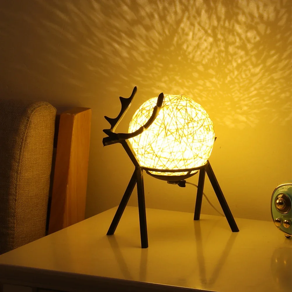 LED Night Light Moon Starry Sky Night Lamp Deer Table Light Table Lamp Bedside Lamp Bedroom Decorative Light Birthday Gift