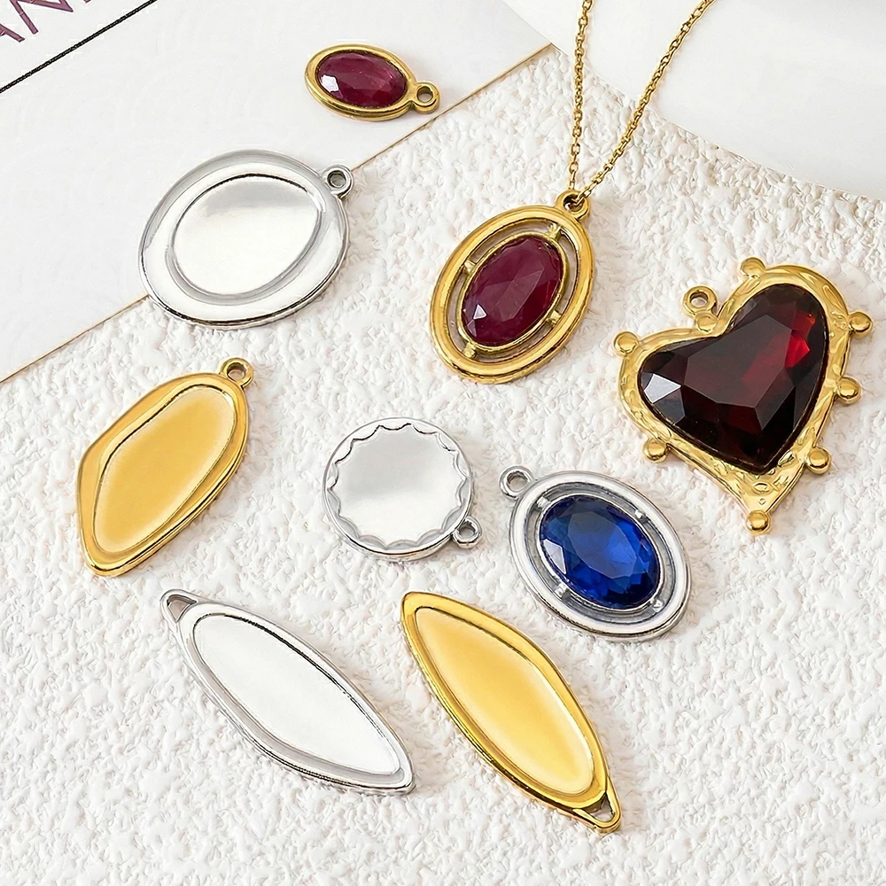 Jewelry Making Gemstones - 5 قطع من إطارات القلوب البيضاوية