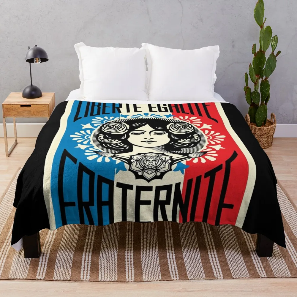 

Liberte Egalite Fraternite Throw Blanket Decorative Throw christmas gifts Cute Soft Beds Blankets