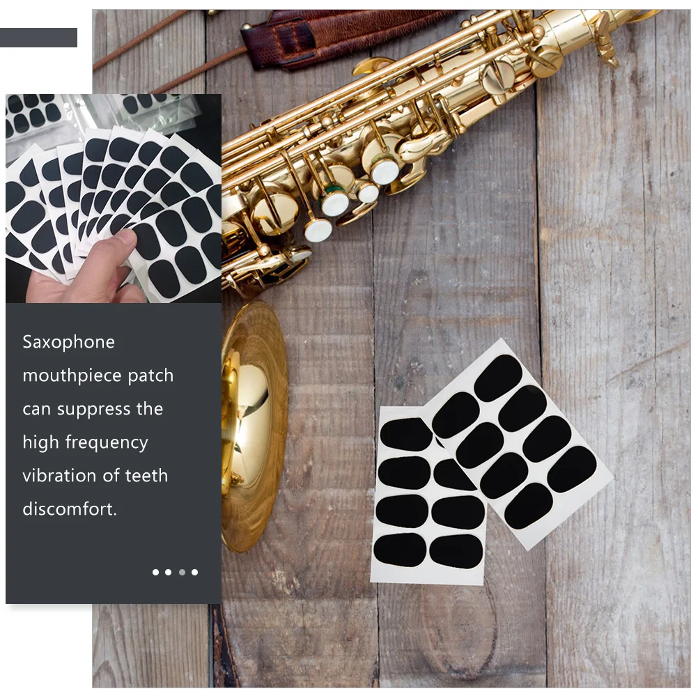 

50 Pcs Saxophone Tooth Pad Mouthpiece Cushion Tenor Patch Alto Replacement Pads Patches Black