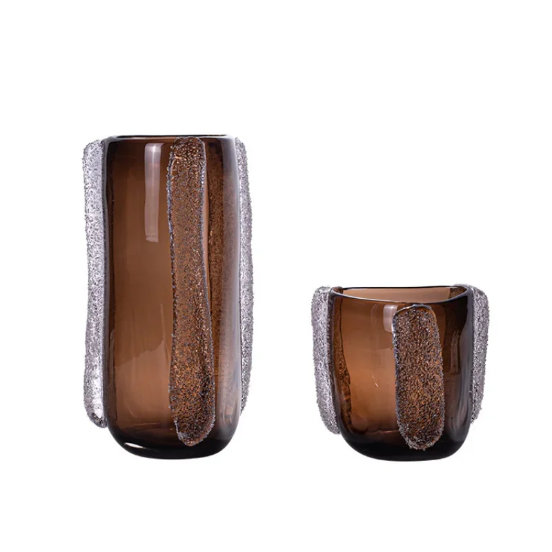 

Light luxury creative freezing glass vase high value high sense flower arrangement art soft decoration