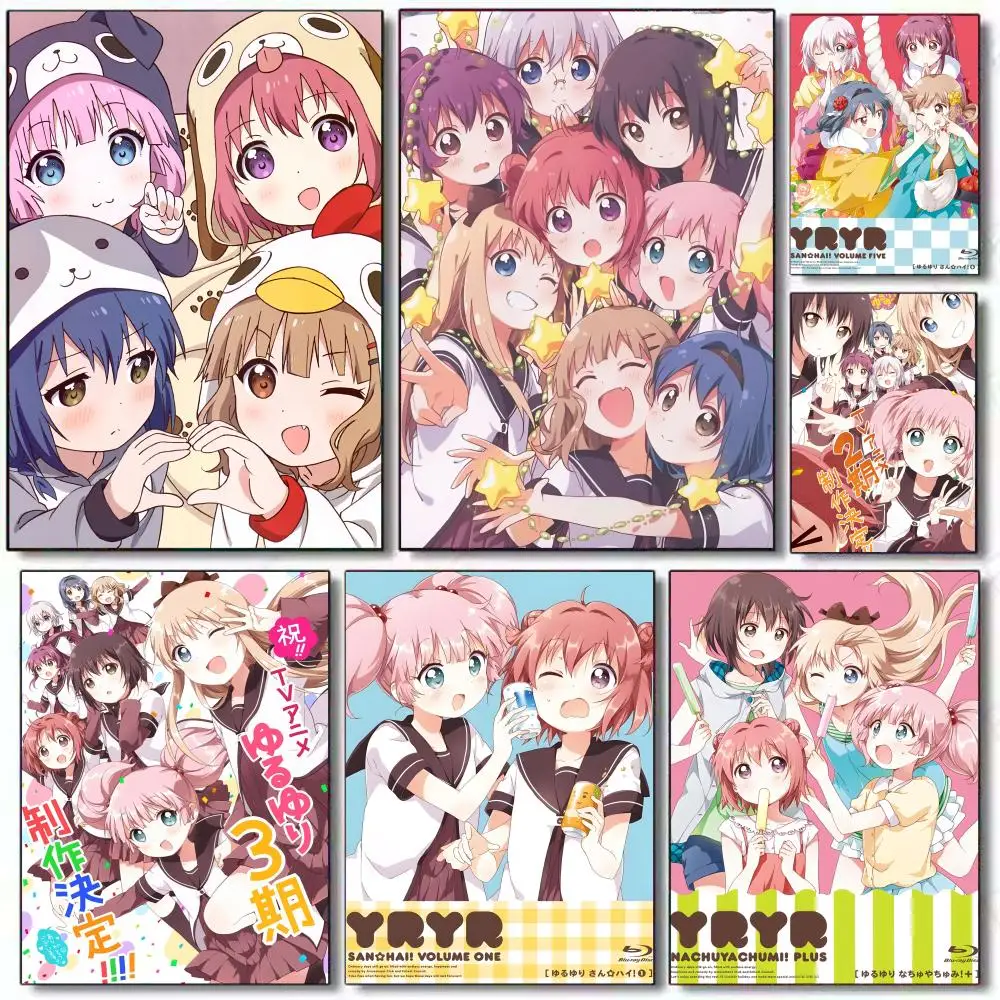 

Y-Yuruyuri Poster Self-Adhesive Removable Poster, Peel & Stick Wall Art for Home Office Cafe Bar Wall Decor