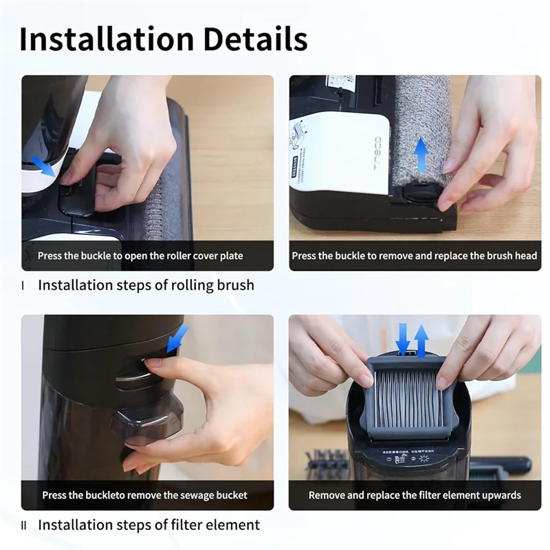 

ABYN-Rollers Brush Replacement And Filters For Tineco Ifloor 3/ Floor One S3 Cordless Vacuum Cleaner Brush Filters