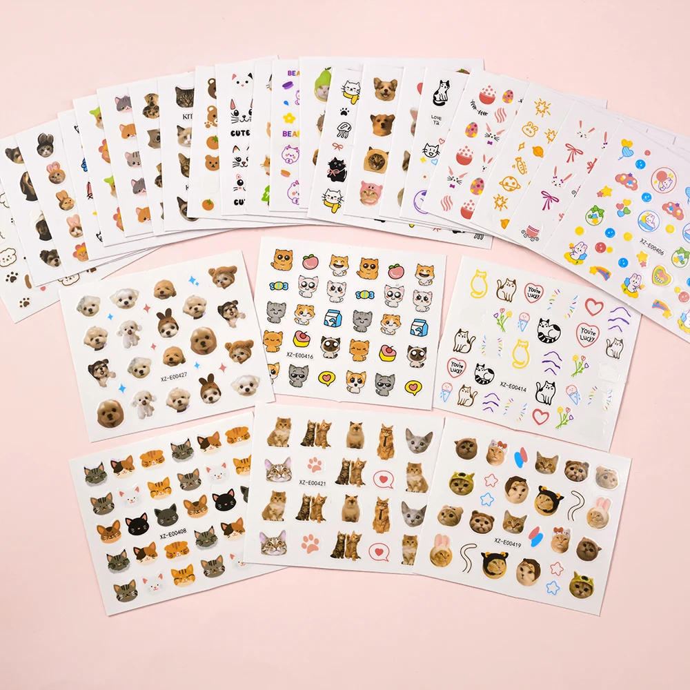 30pcs 사랑스러운 애완 동물 Ins 개 고양이 네일 스티커 귀여운 다른 고양이 디자인 데칼 고양이 발 슬라이더 자기 접착 매니큐어 액세서리