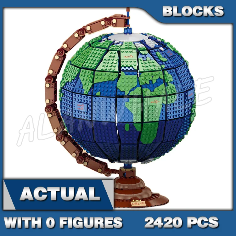 

2585pcs Ideas The Globe Map Rotatable Earth Continent Ocean 95335 Building Blocks Sets Compatible With Model