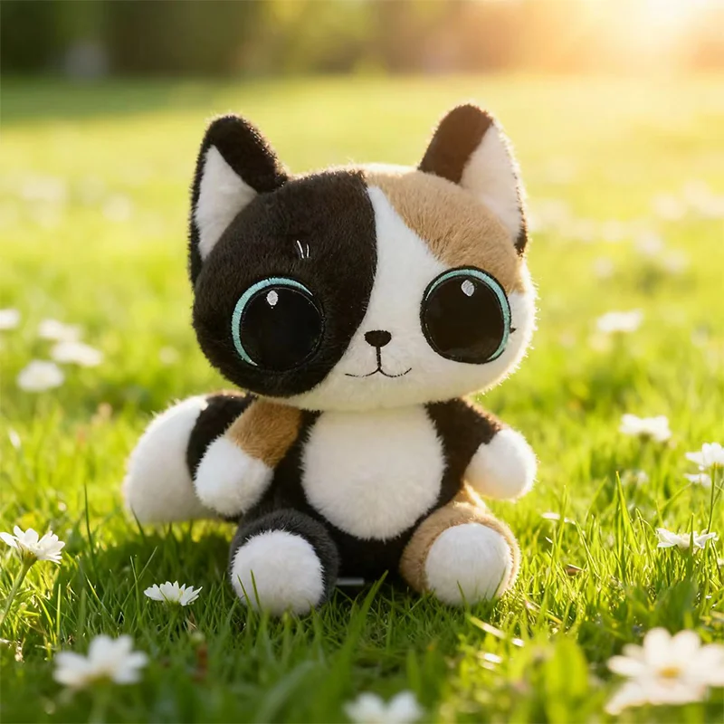 23CM 귀여운 실물 같은 링롱 고양이 인형 귀여운 만화 큰 눈 인형 부드러운 동반자 수면 포옹 베개 아이 아기 생일 선물