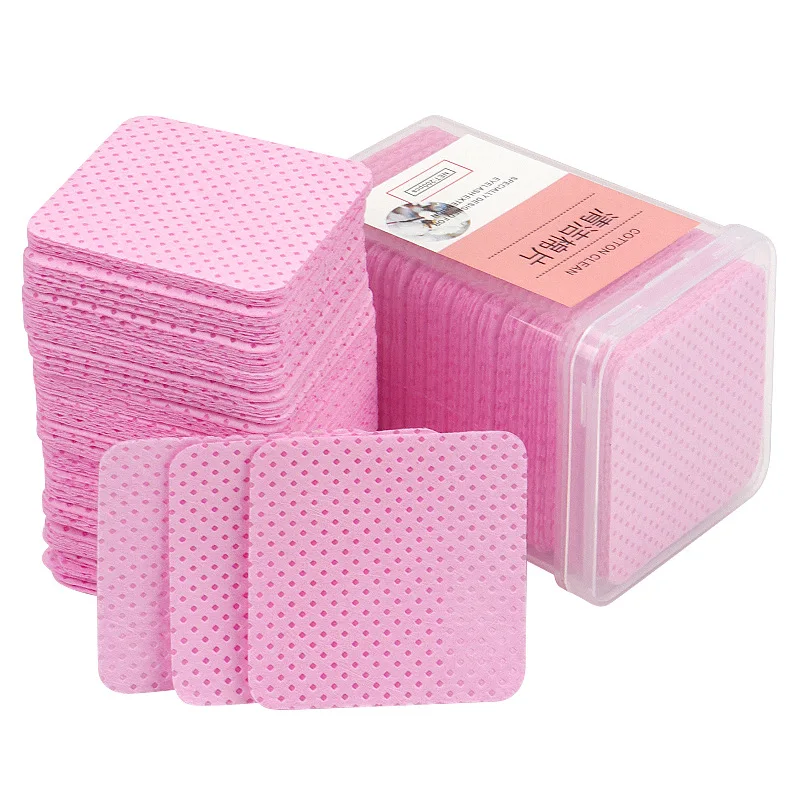 200PCS Glue False Eyelashes Cleaning Cloth Lash Glue Cleaning Cotton Pads Pink Eyelash Glue Clean Cotton Pads Glue Cotton Sheet