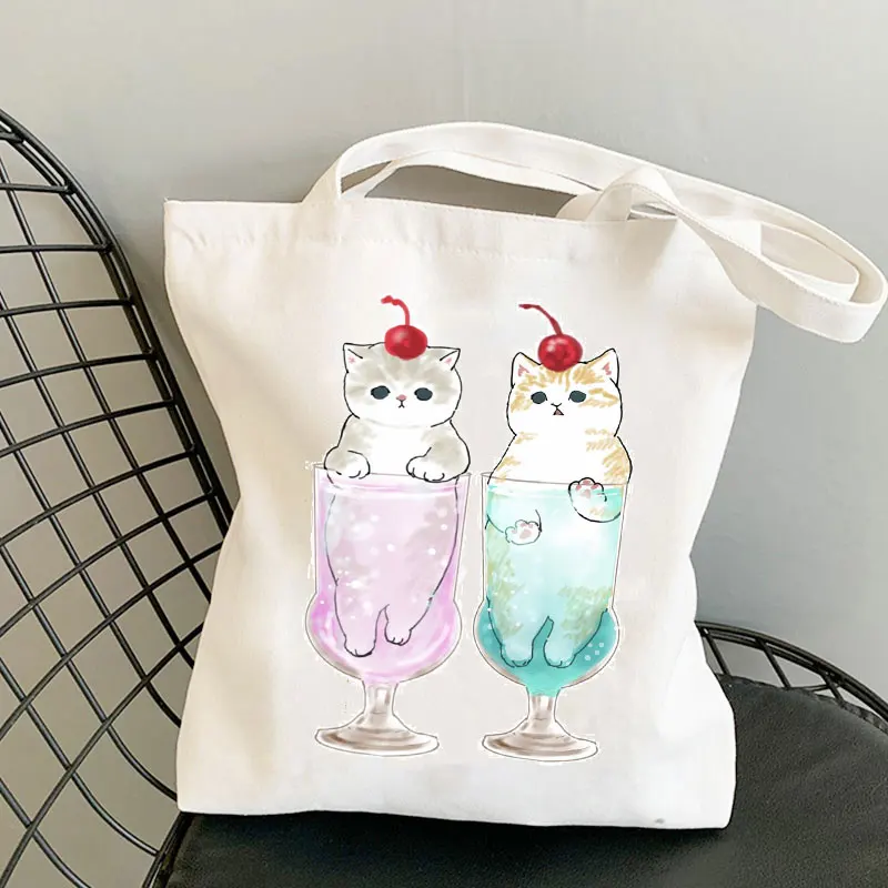 Cute Printed Shoping Bag Harajuku Kawaii Y2k Women\'s Shopping Designer Handbags Shopper Anime Tote Bag Foldable Shopping Bag