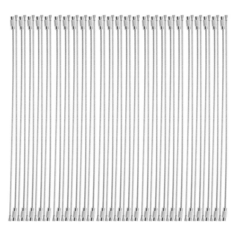 T61C_Stainless Steel 20cm Wire Keychain Cable Key Ring (50pcs)