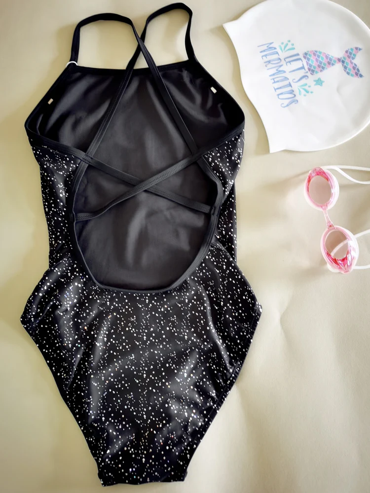 

2025 Days Star Laser Gold Speed Suit One-Piece Swimsuit Women's Mid-Cut Sexy Bal Surfing Sports Swimsuit Fitn Fan Gear