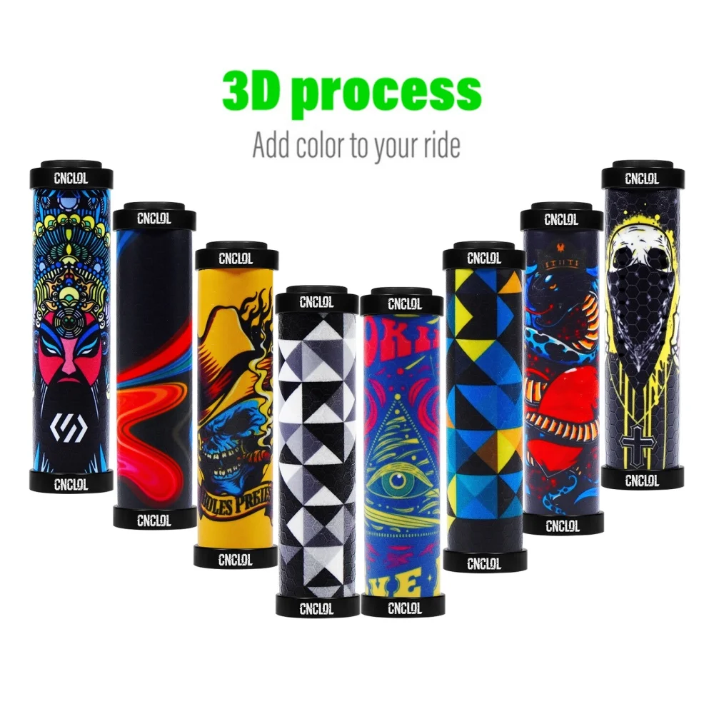 CNCLOL 3D Anti-Slip Silicone Bike Grips Double Lock On Dual Shock Absorbing Heat Insulated MTB Fixed Gear Bicycle Grips