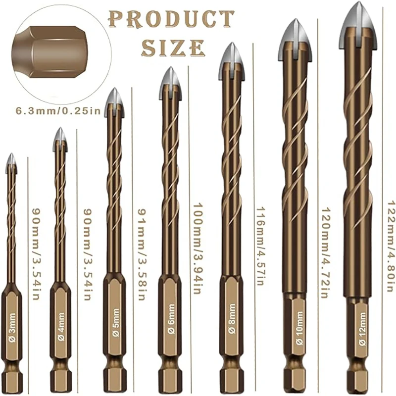 1pc Drill Bits Cross Tungsten Carbide Ceramic Tile Drill Bits for Porcelain Ceramic Tile/Concrete/Glass Drilling Tools view 6