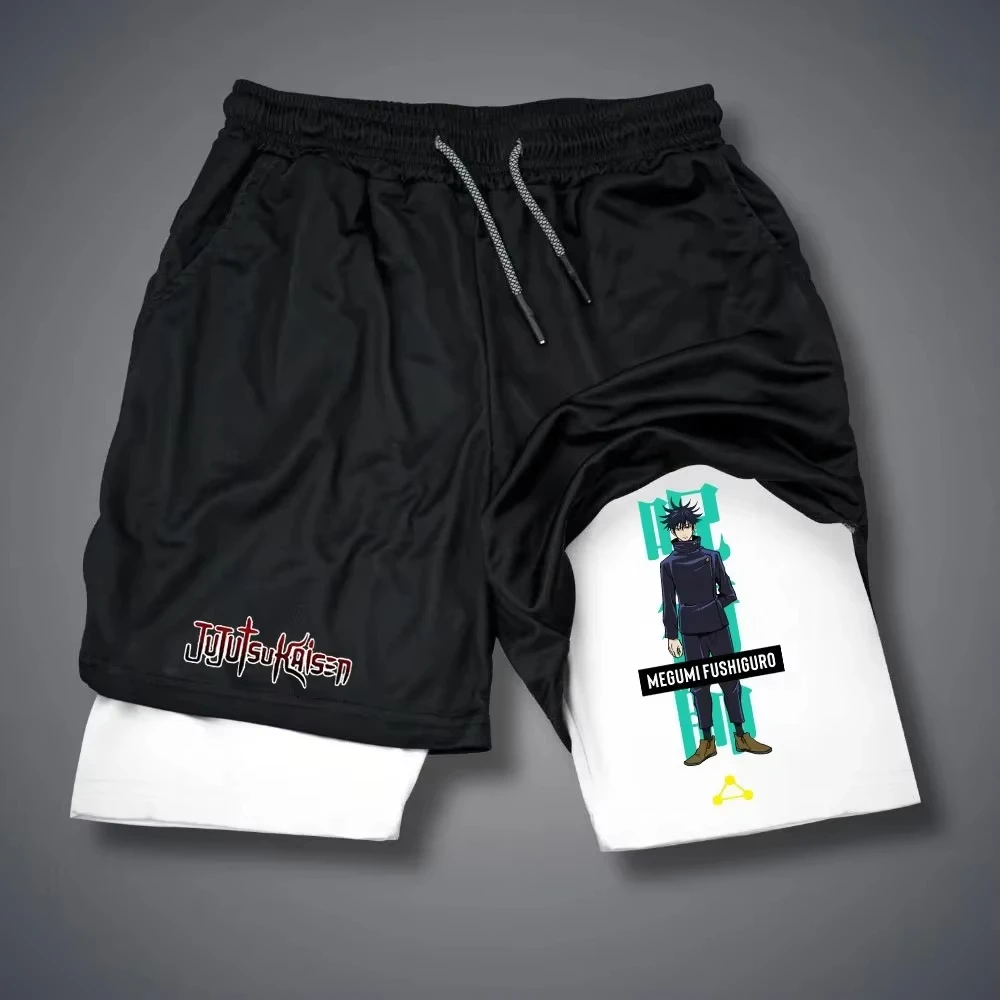 

2025 New Printed Jujutsu Kaisen Men's Breathable Casual Sportswear Double Layer Running Basketball Shorts Men's Shorts